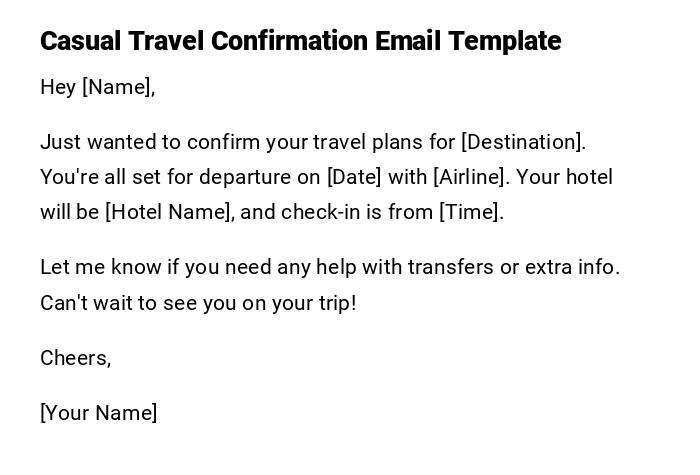 Casual Travel Confirmation Email Template Casual Travel Confirmation Email Template