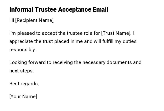Informal Trustee Acceptance Email