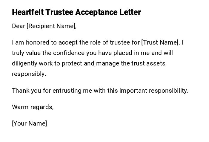Heartfelt Trustee Acceptance Letter