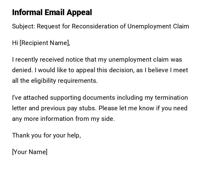 Informal Email Appeal
