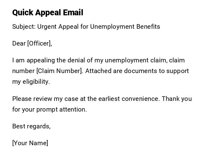 Quick Appeal Email
