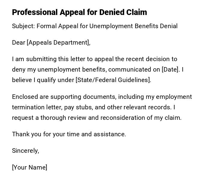 Professional Appeal for Denied Claim