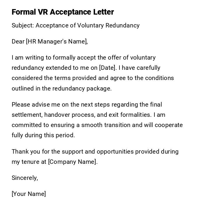 Formal VR Acceptance Letter