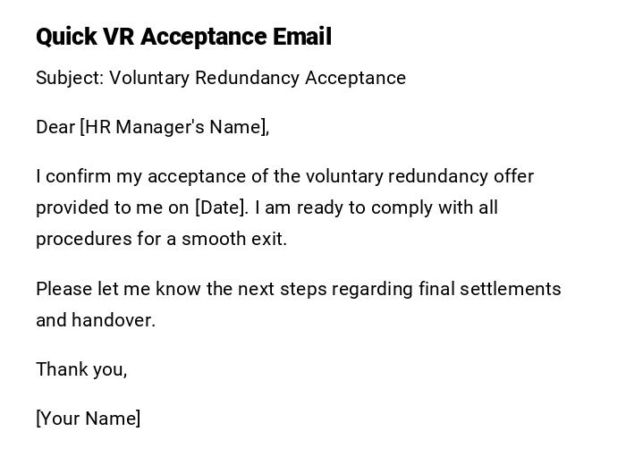 Quick VR Acceptance Email
