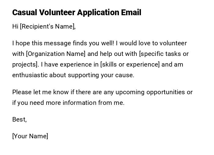 Casual Volunteer Application Email
