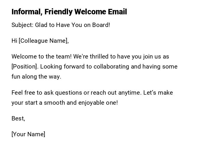 Informal, Friendly Welcome Email