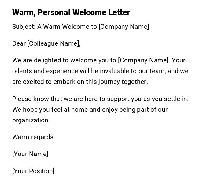 Warm, Personal Welcome Letter