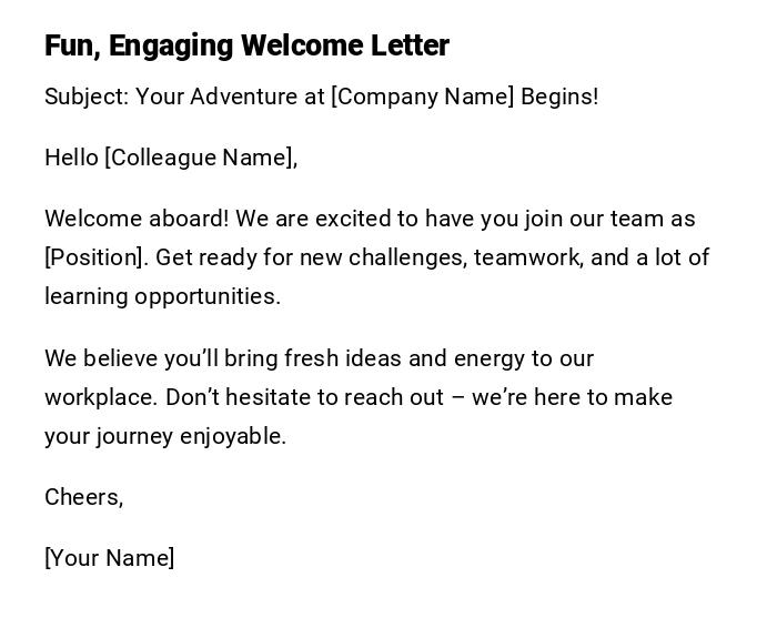 Fun, Engaging Welcome Letter