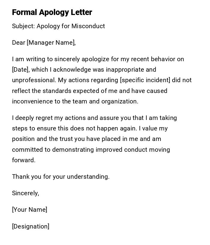 Formal Apology Letter