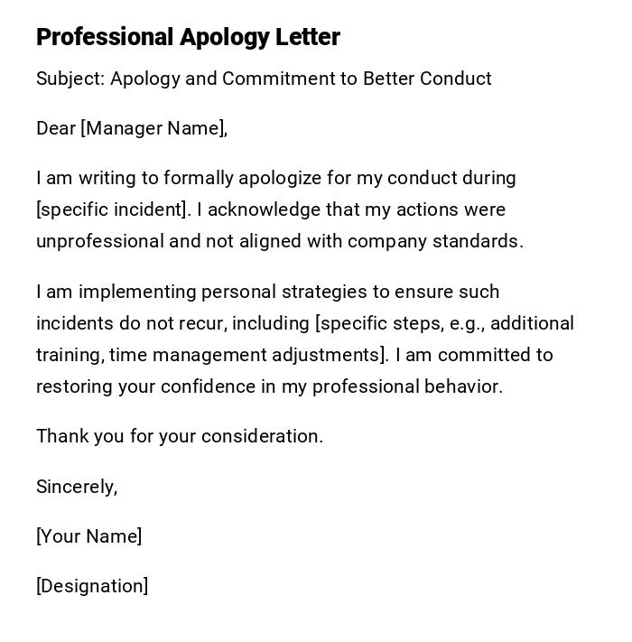 Professional Apology Letter