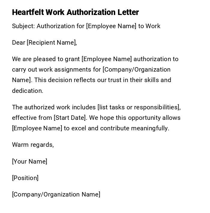 Heartfelt Work Authorization Letter